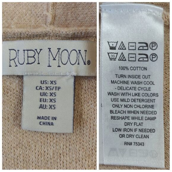 Ruby Moon open front long cardigan with pockets sz XS - Picture 10 of 10
